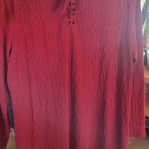 Women's Red Cable Knit Sweater